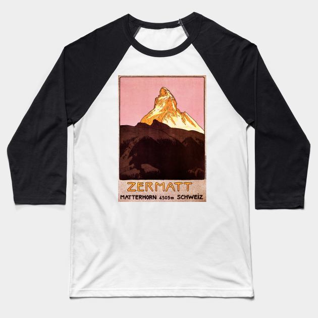 Vintage Travel Poster with the Matterhorn Baseball T-Shirt by MasterpieceCafe